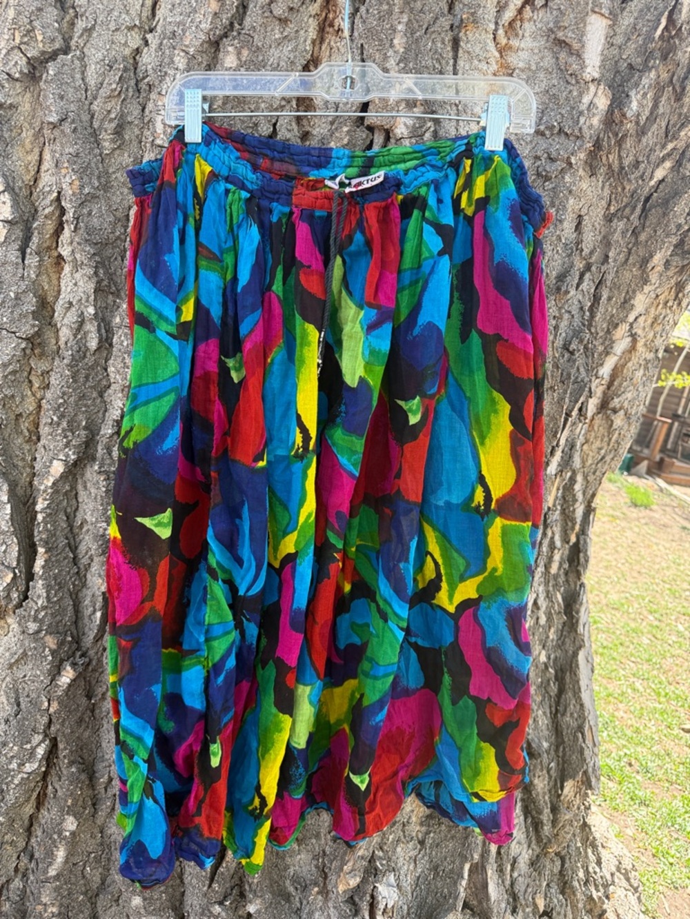 KAKTUS 100% cotton drawstring skirt colorful vintage bohemian
